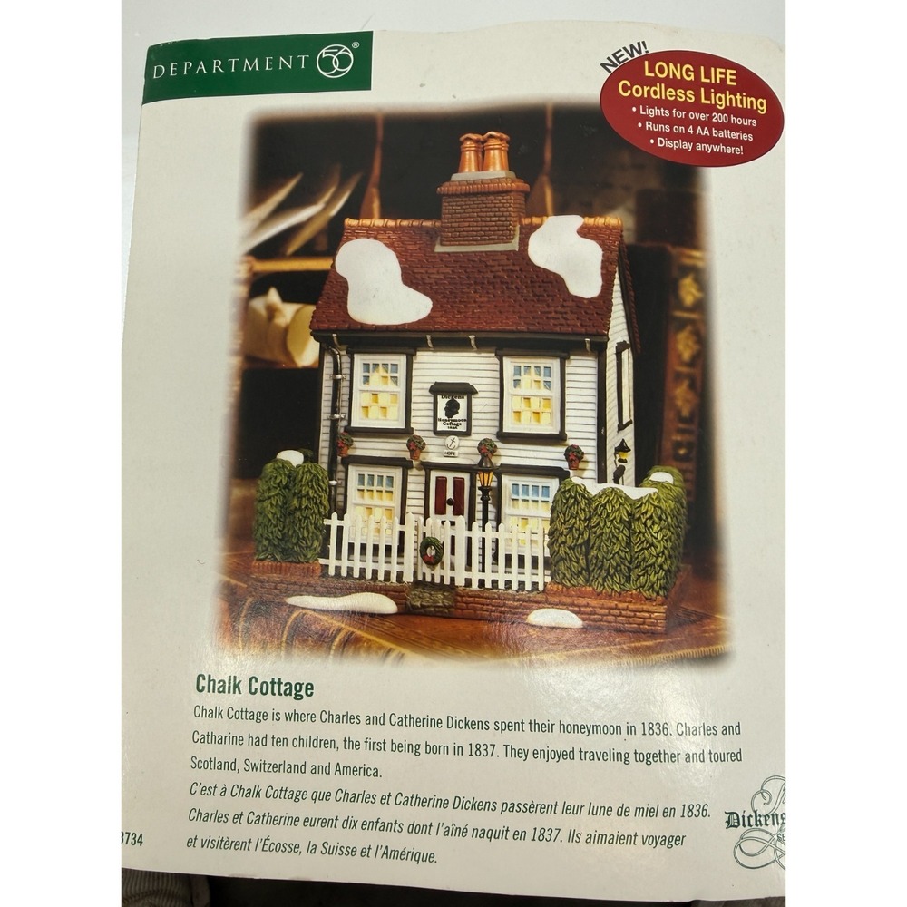 Department 56 Dickens Village Series Chalk Cottage Lighted Porcelain House 58374